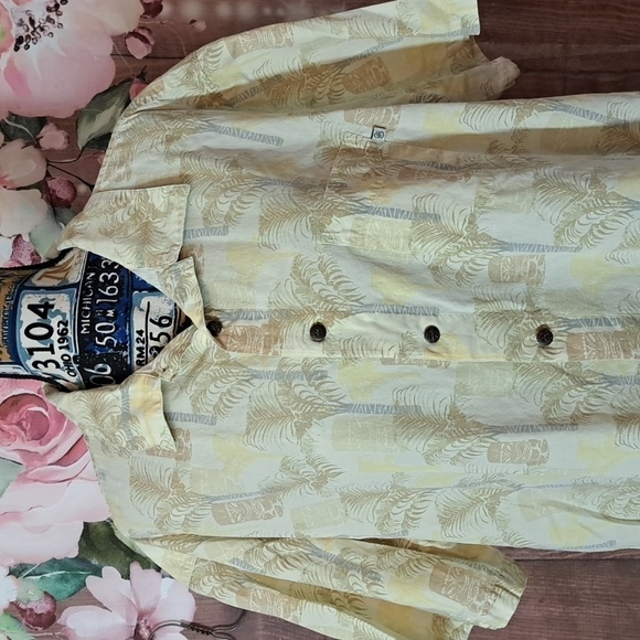 Solitude XL MEN'S BUTTON DOWN TIKI PRINT SHIRT - Picture 2 of 5